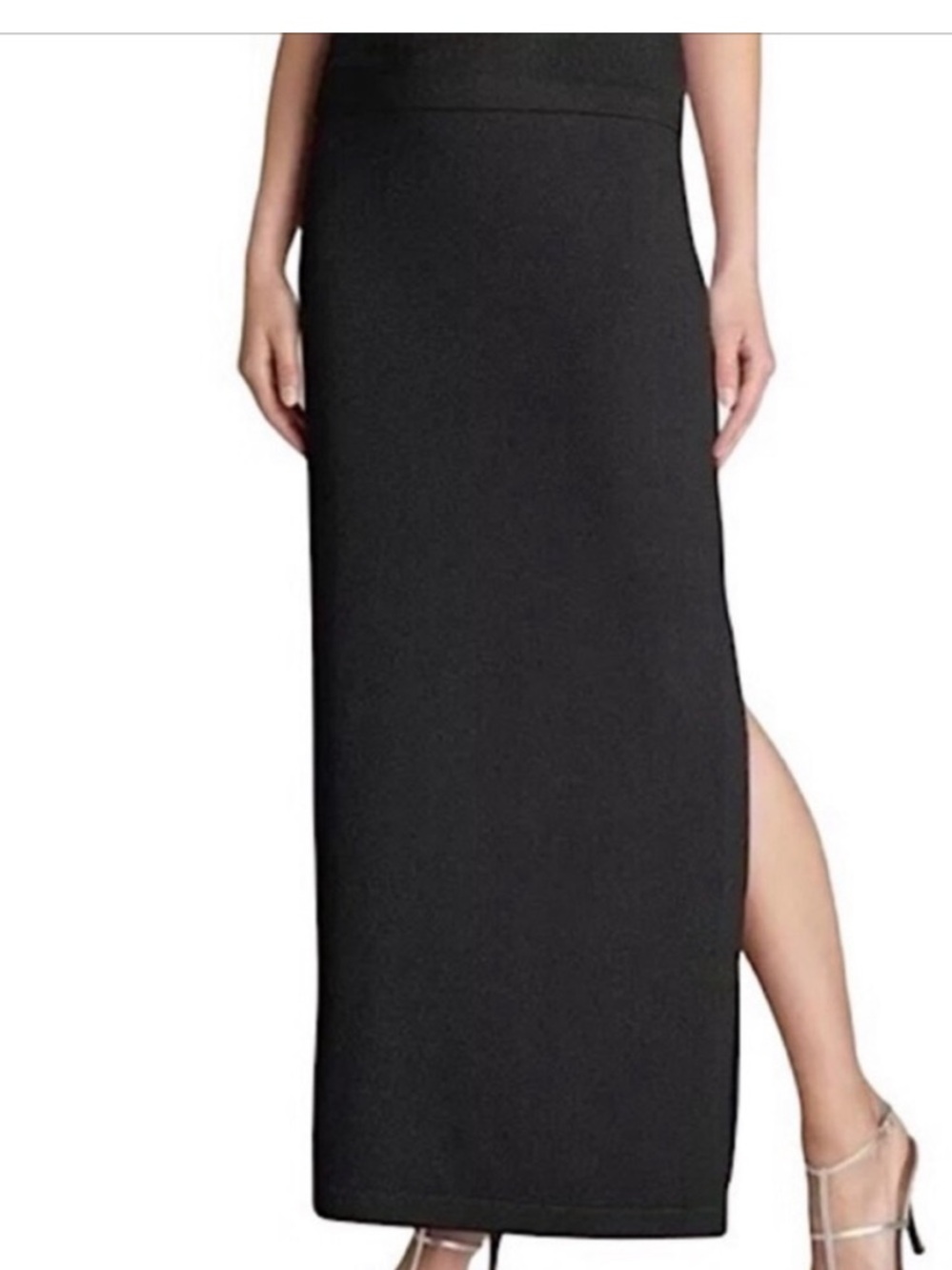 Vintage St. John Evening Black Santana Knit Side Slit Maxi Skirt 🌵 14